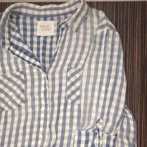Two-toned Gingham blouse by Thread and Supply